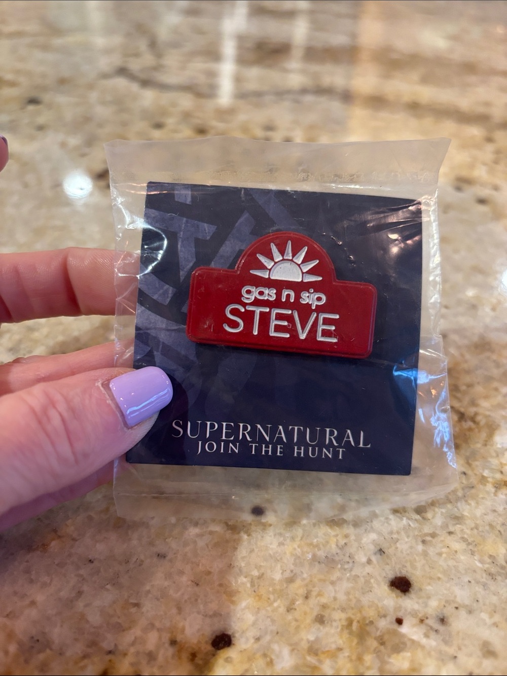Supernatural Steve name tag Pin